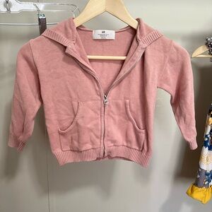 H&M Girls Pink Lightweight Knit Zip Up Hooded Jacket size 3/4T
